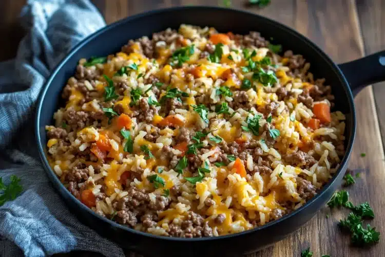 Easy One Pan Ground Beef and Rice Skillet - EpicureanNest