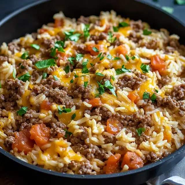 Easy One Pan Ground Beef and Rice Skillet - EpicureanNest
