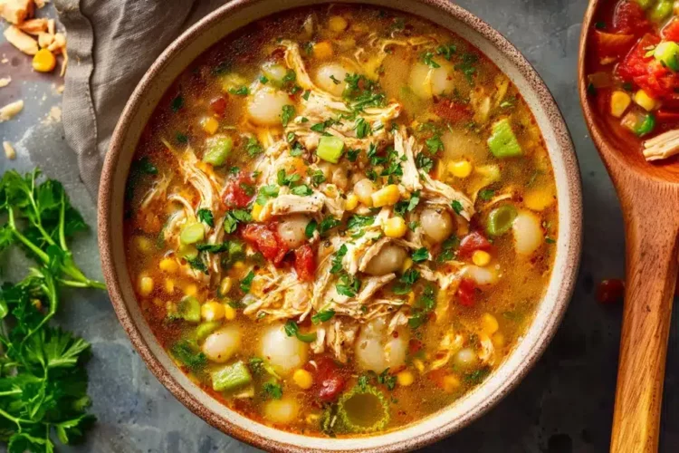 Loaded Chicken Hominy Soup (Chicken Pozole) - EpicureanNest