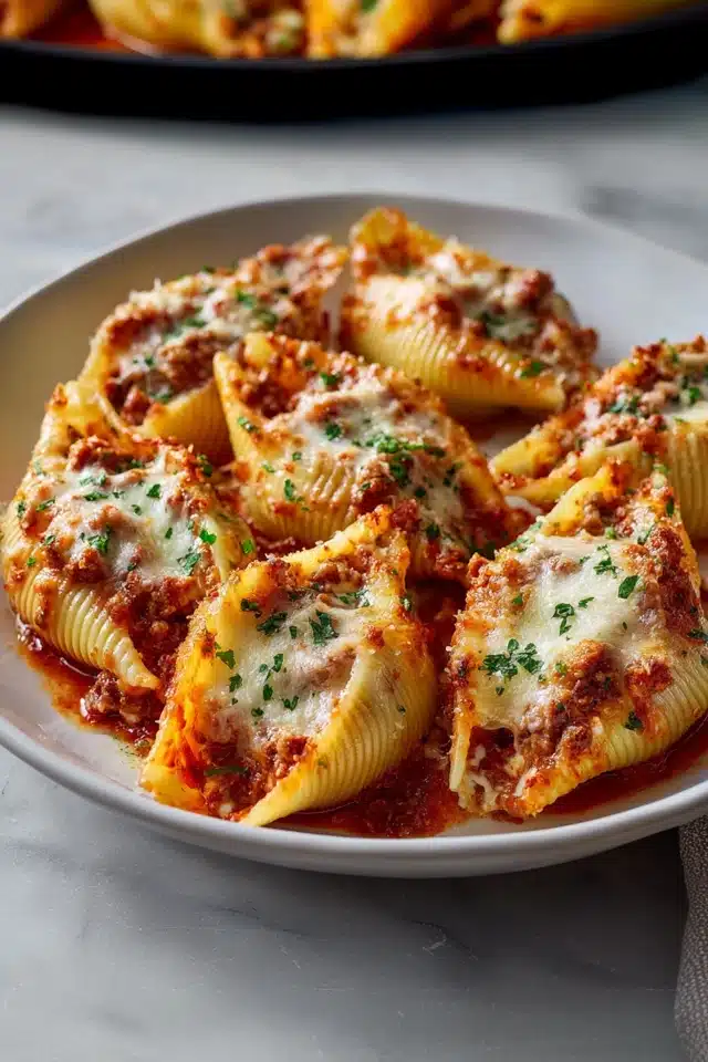 Beef Stuffed Shells with Creamy Ricotta Filling - EpicureanNest